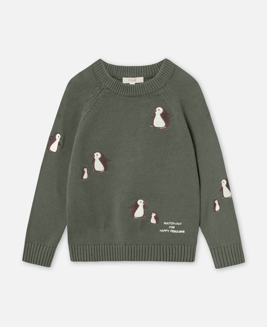 Maglioncino in cotone con i pinguini