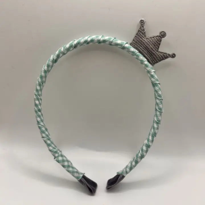 Cerchietto principessa a quadretti vichy con corona