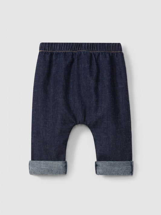 Pantaloni pull-up in denim di cotone biologico