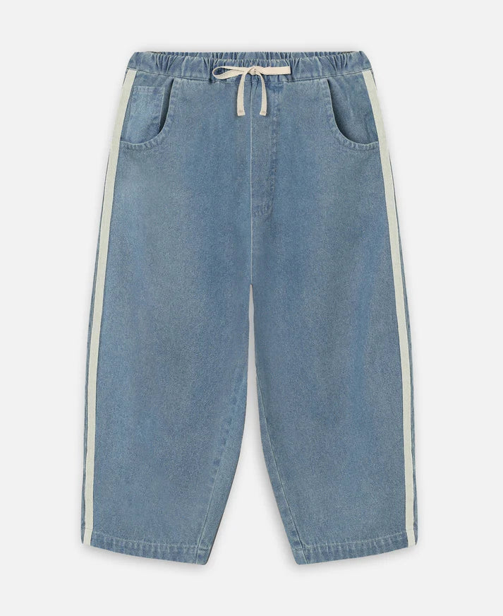 Pantalone in denim con righe laterali