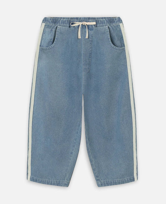 Pantalone in denim con righe laterali