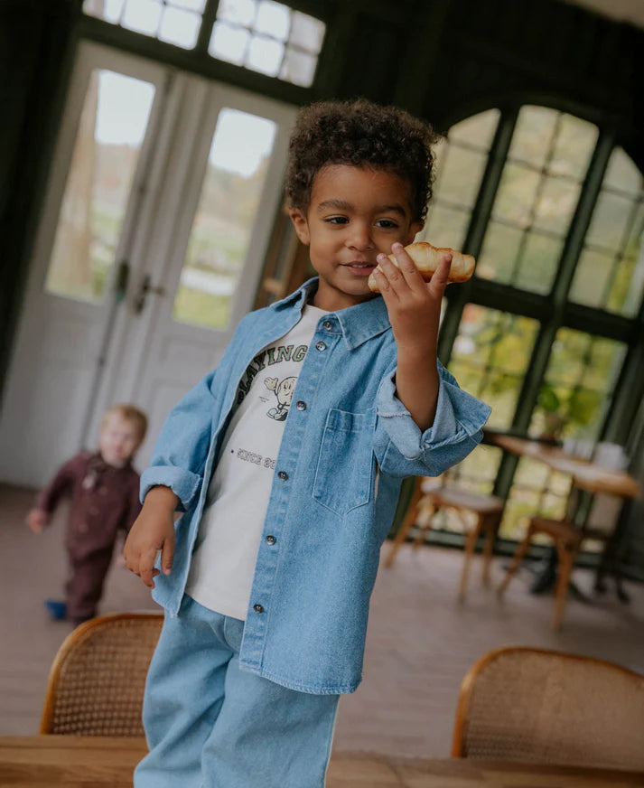 Camicia in denim con righe laterali