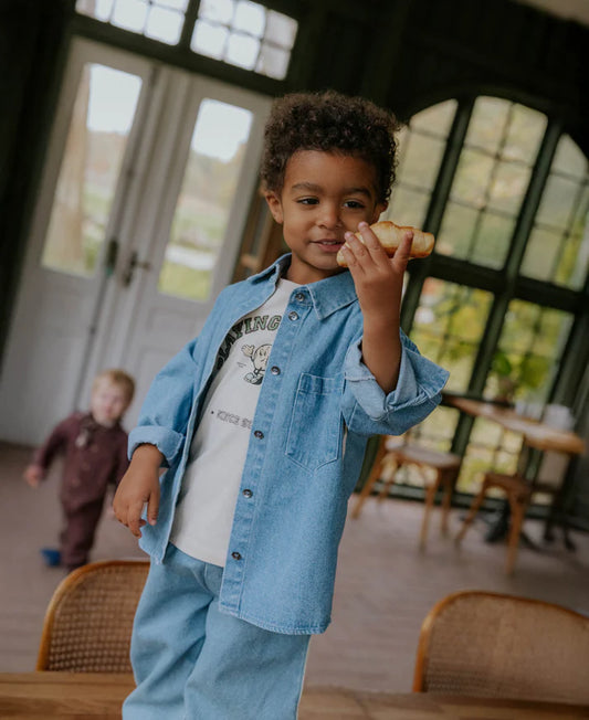 Camicia in denim con righe laterali