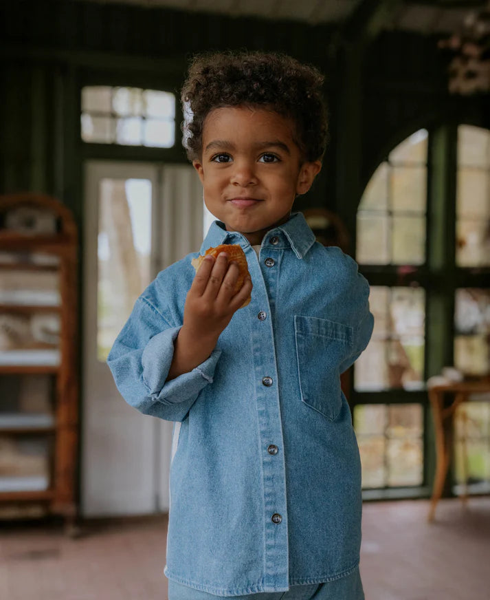 Camicia in denim con righe laterali