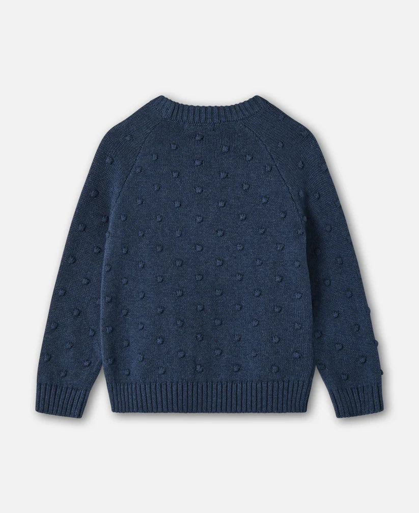 Maglioncino Bambino Blu con Motivo a Bolle – Cotone, Lana e Cashmere | Girocollo maglioncino
