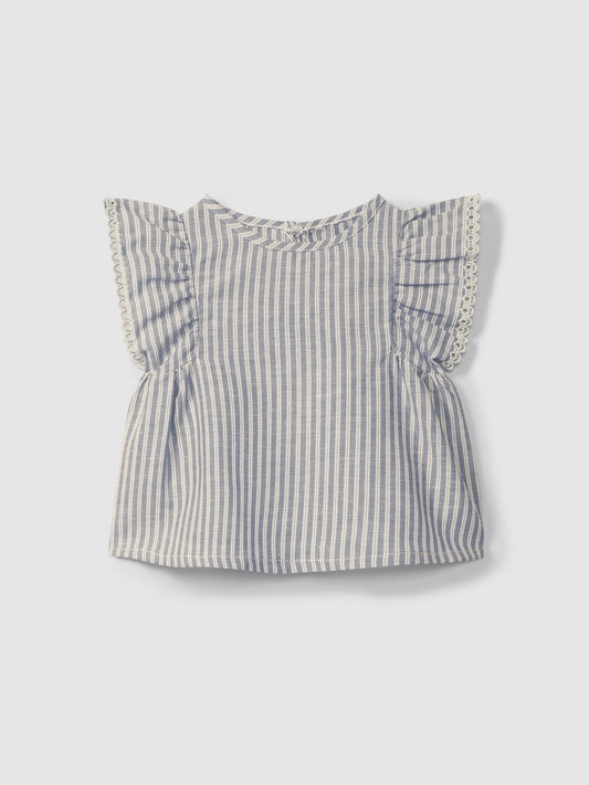 Blusa in tessuto rigato e dettaglio ricamo inglese blusa