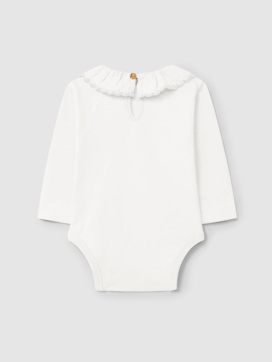 Body in cotone organico con colletto ricamato