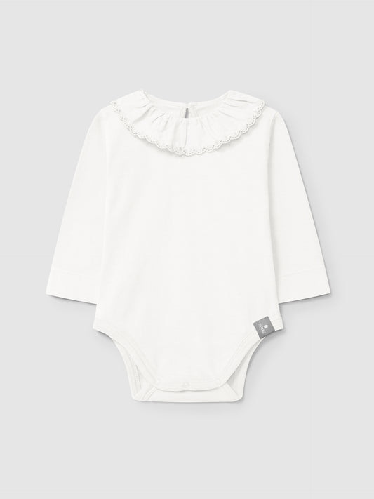 Body in cotone organico con colletto ricamato