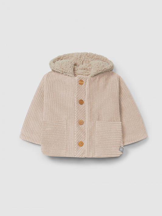 Giacca con cappuccio in velluto a coste rosa Giacca Imbottita