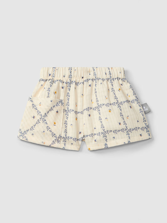 Shorts pull-up in cotone testurizzato stampato pantaloncino