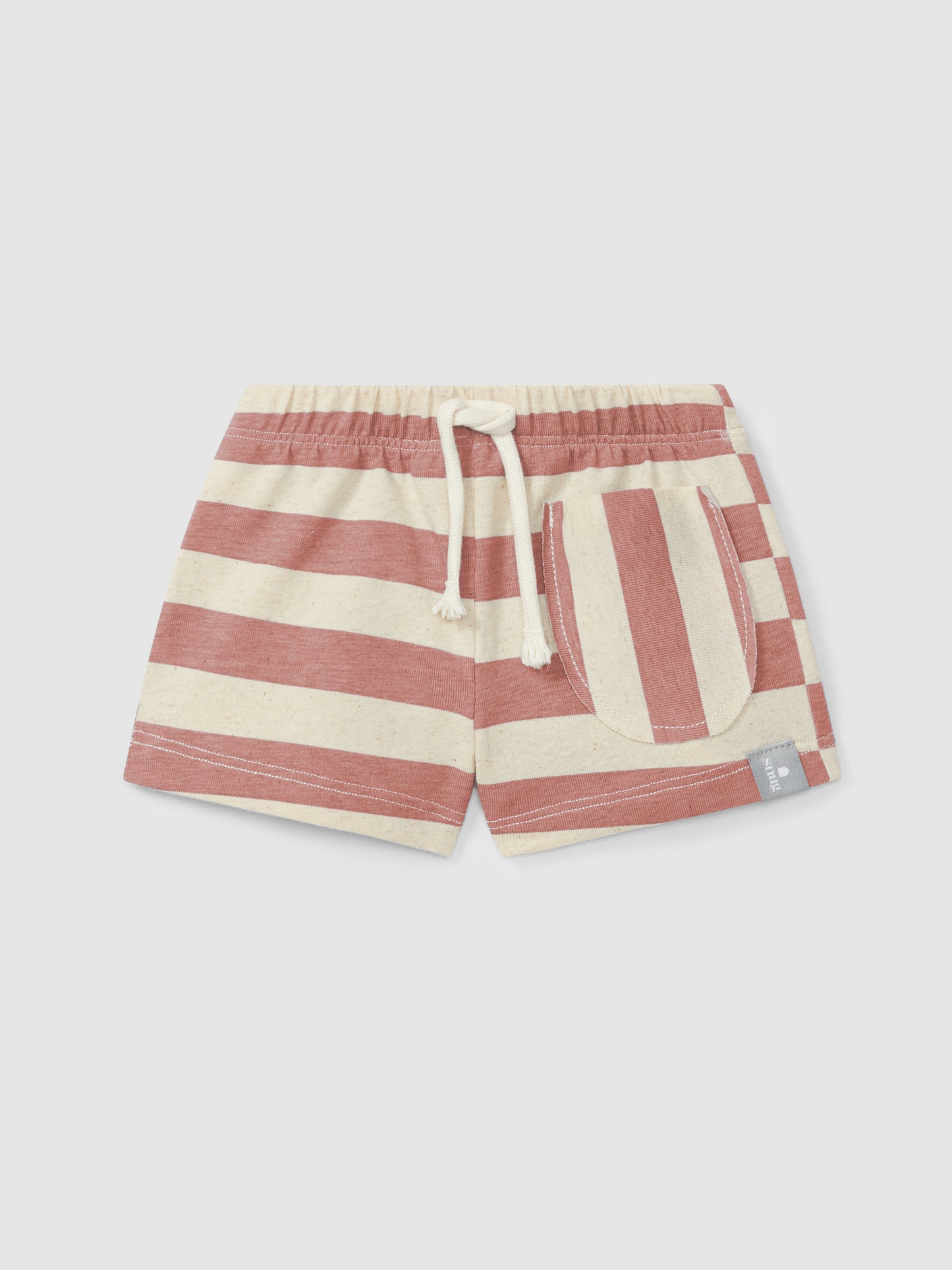 Shorts pull up rigati con taschino pantaloncino