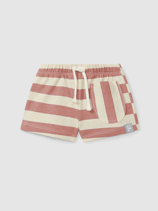 Shorts pull up rigati con taschino pantaloncino
