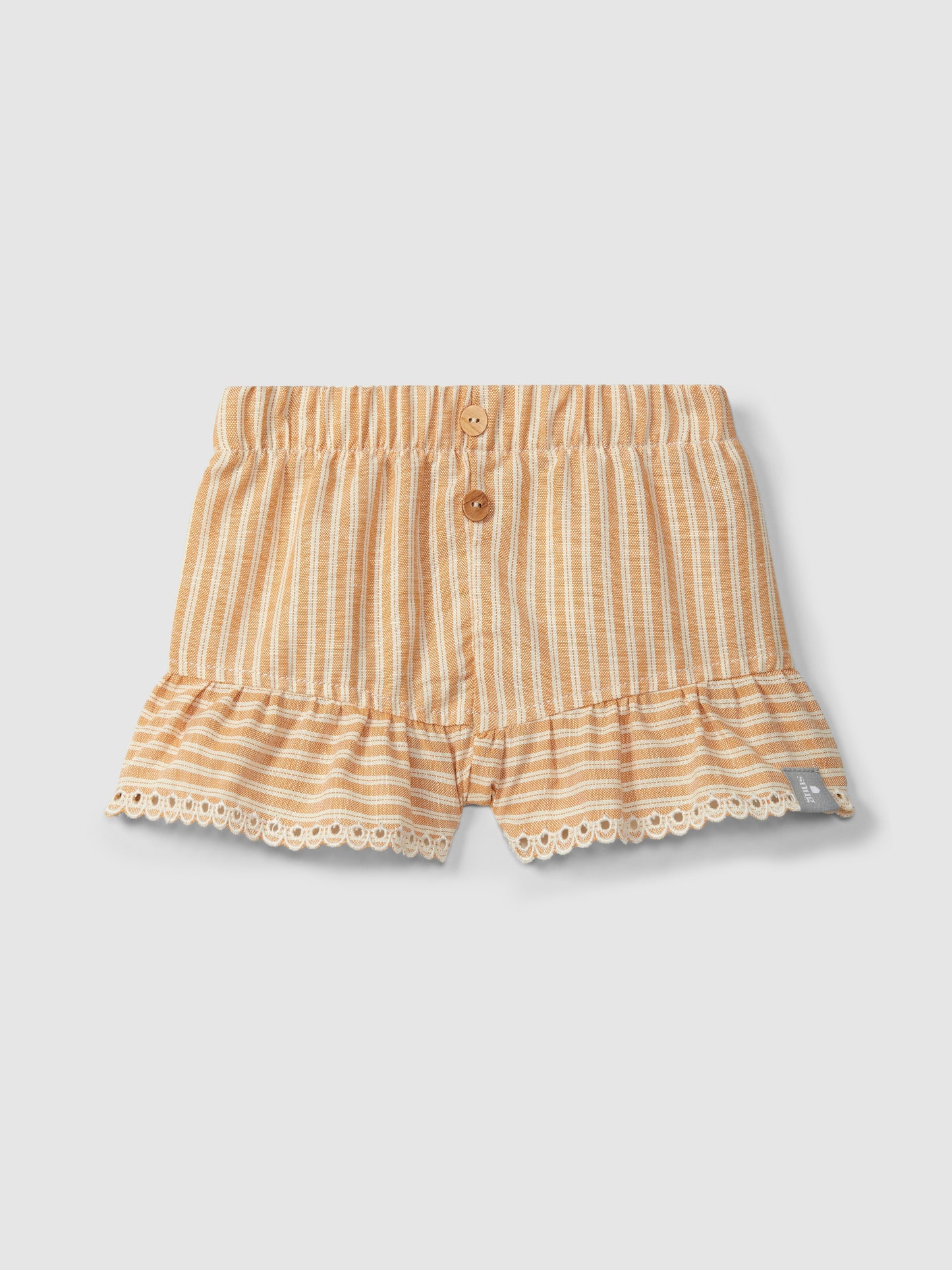 Shorts pull-up in tessuto rigato e dettaglio ricamo inglese pantaloncino