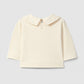 Maglia con fiori ricamati a maniche lunghe con colletto