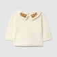 Maglia con fiori ricamati a maniche lunghe con colletto