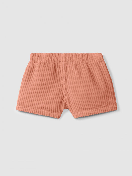 Pantaloncini a tracolla in velluto a coste con tasca a cuore