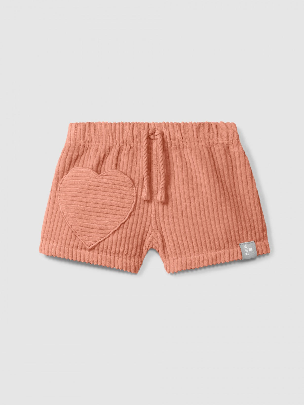 Pantaloncini a tracolla in velluto a coste con tasca a cuore
