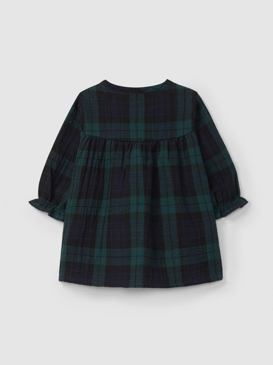 Vestito a quadri con tasche ricamate vestito