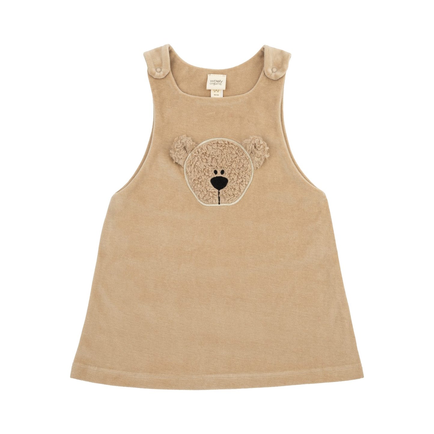 Abito Scamiciato Velluto Bambina - Orsetto Ricamato Cotone GOTS 