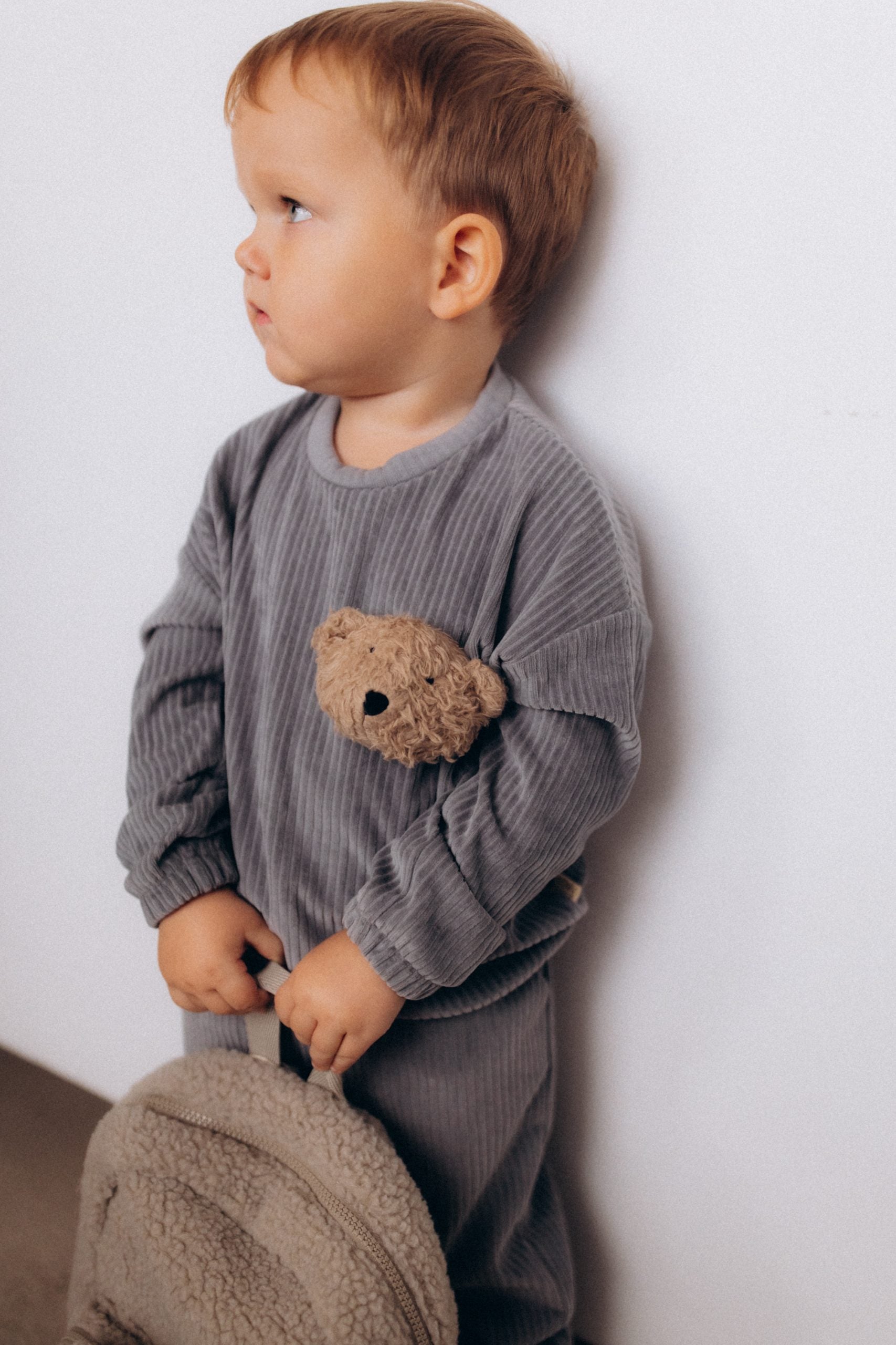 Felpa in Velluto Bambino con pupazzo - Cotone Bio 100% Woolyorganic felpa