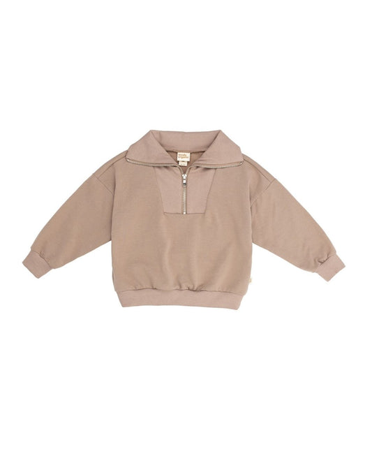 Felpa con mezza zip in cotone biologico