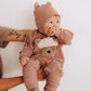 Leggings in cotone a costine con orecchie orsetto