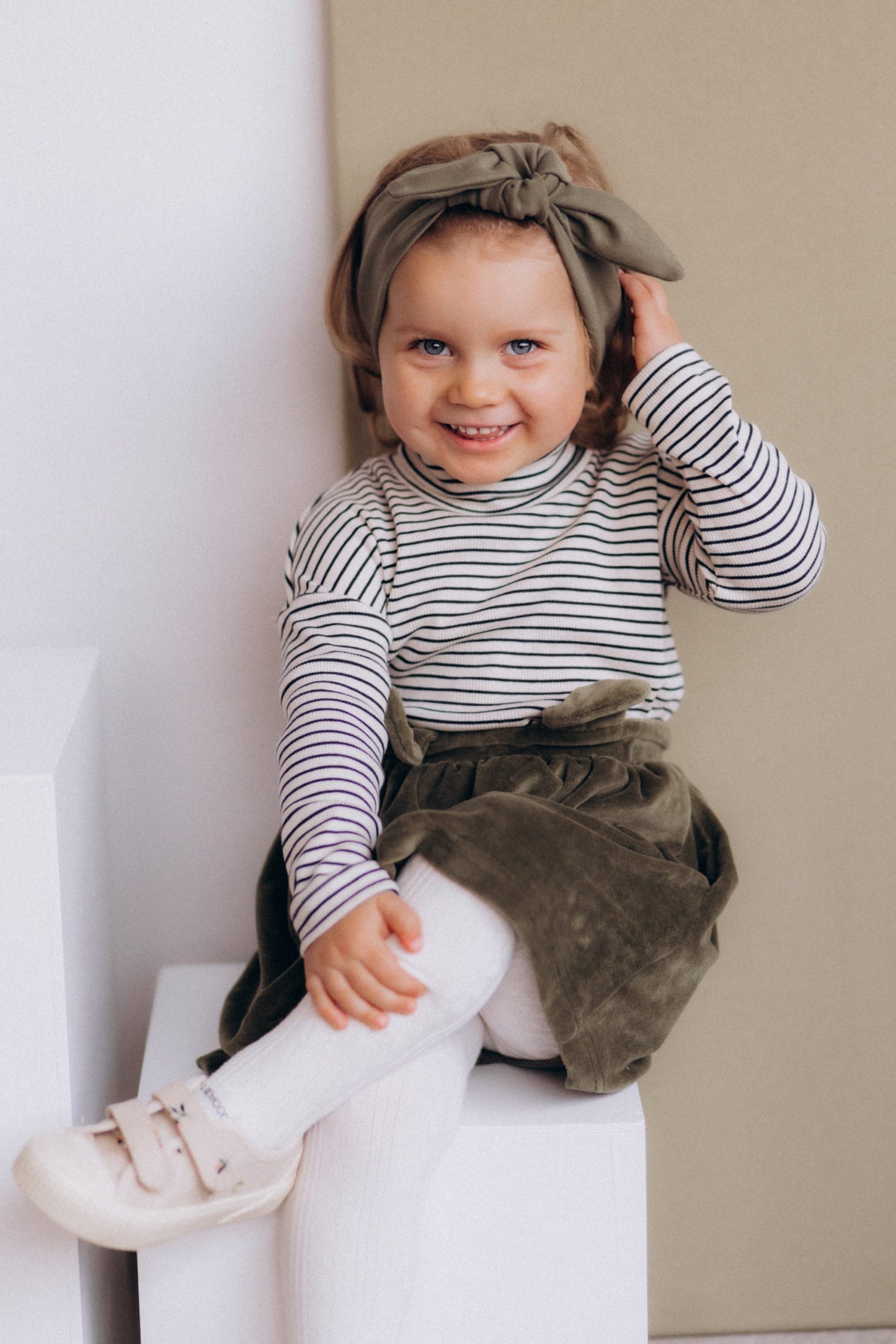 Maglia Collo Alto Righe Bambina - Cotone GOTS Lana Merino Seta Woolyorganic maglia