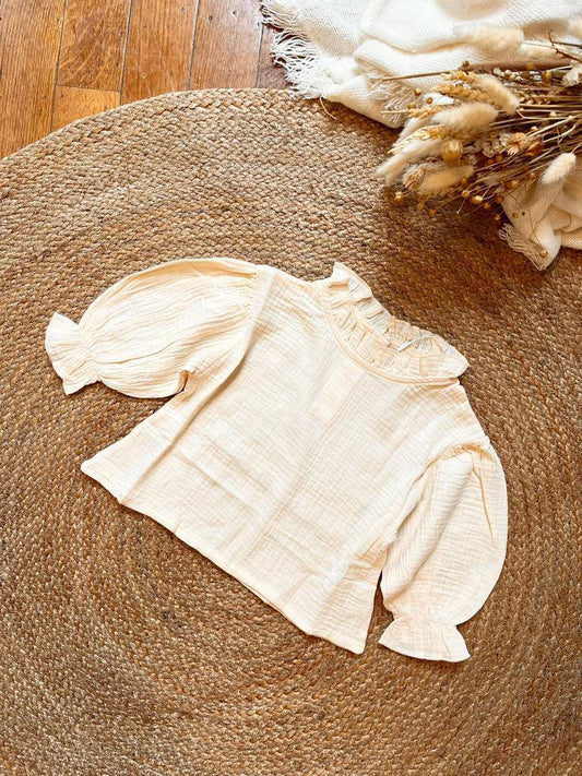 Blusa a Maniche Lunghe in Mussola di Cotone - Petite Micol